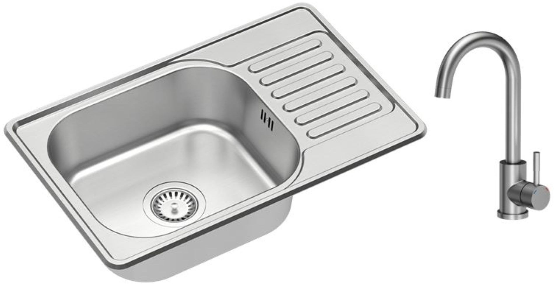 Quadron Eddie 111 lavello con rubinetto acciaio/acciaio HD111LEN6642_3623500_BS