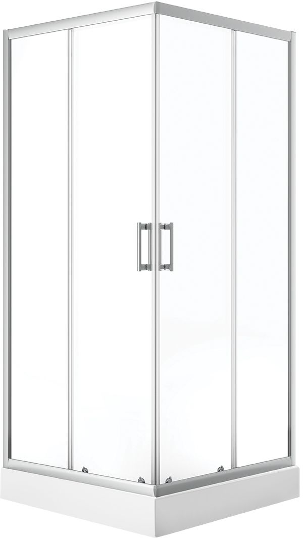 Laveo Bresso box doccia con piatto doccia 90x90 cm quadrato cromo lucida/vetro trasparente JKDD096K