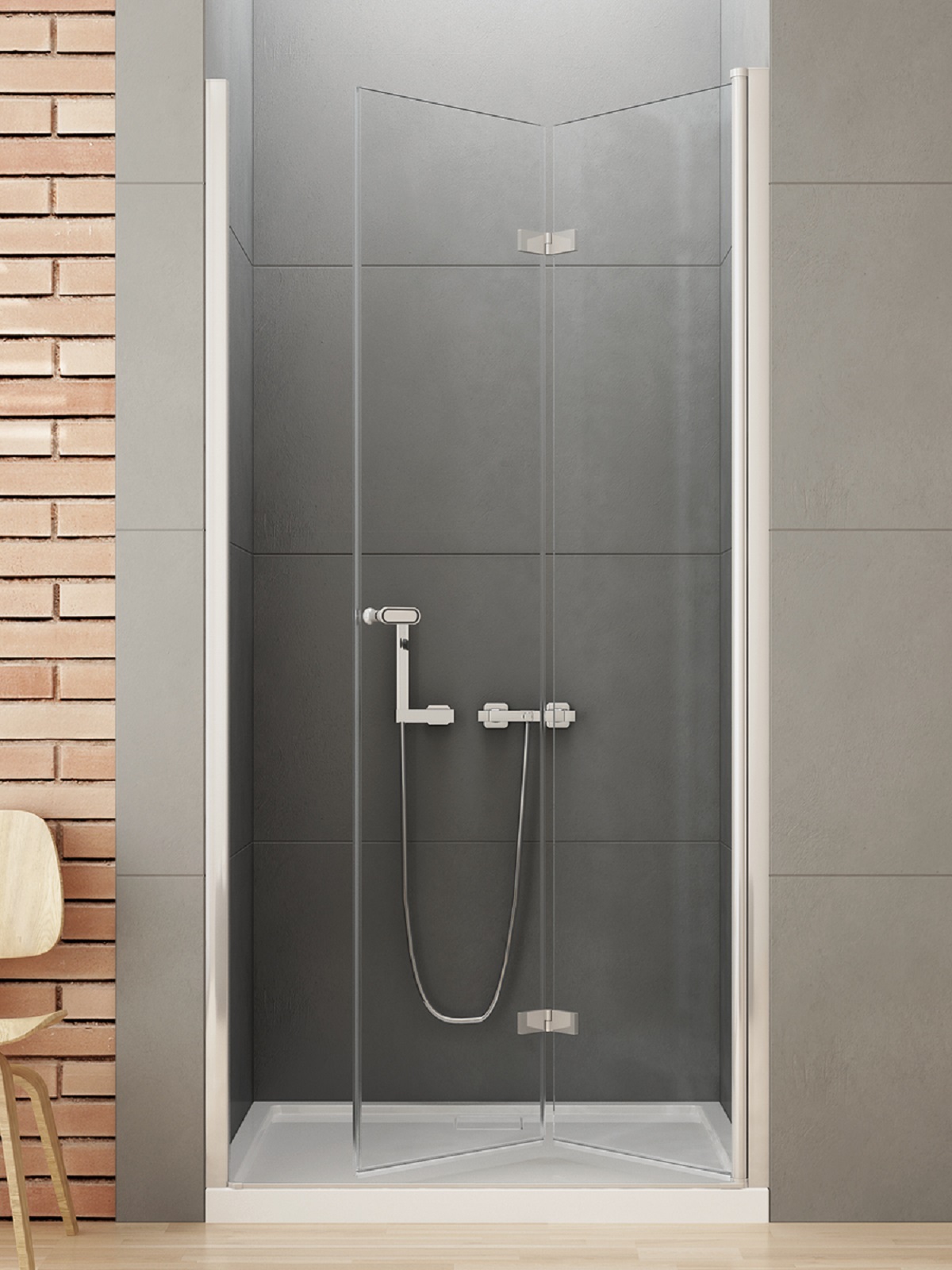 New Trendy New Soleo porta doccia 90 cm pieghevole cromo lucida/vetro trasparente D-0134A