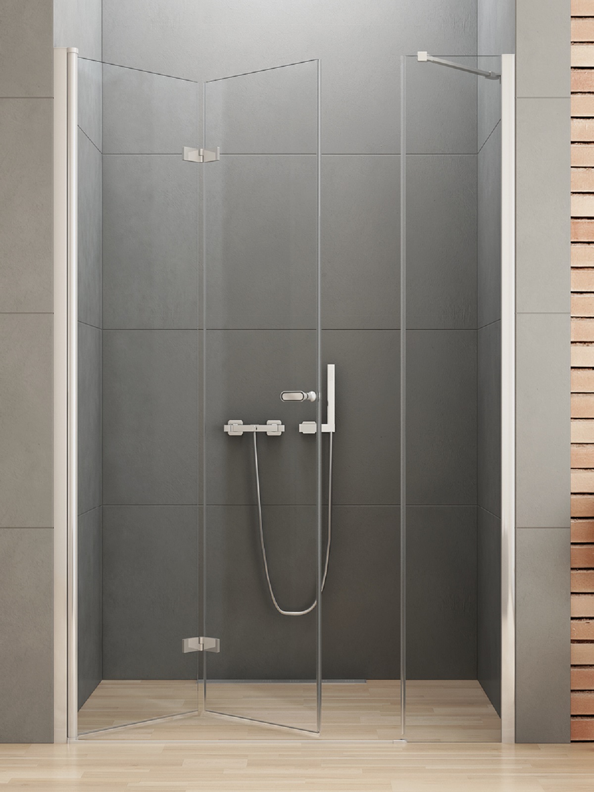New Trendy New Soleo porta doccia 100 cm pieghevole cromo lucida/vetro trasparente D-0148A/D-0095B