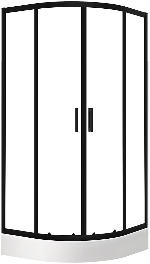 Laveo Bresso box doccia con piatto doccia 90x90 cm semicircolare nero opaca/vetro trasparente JKDD796Z