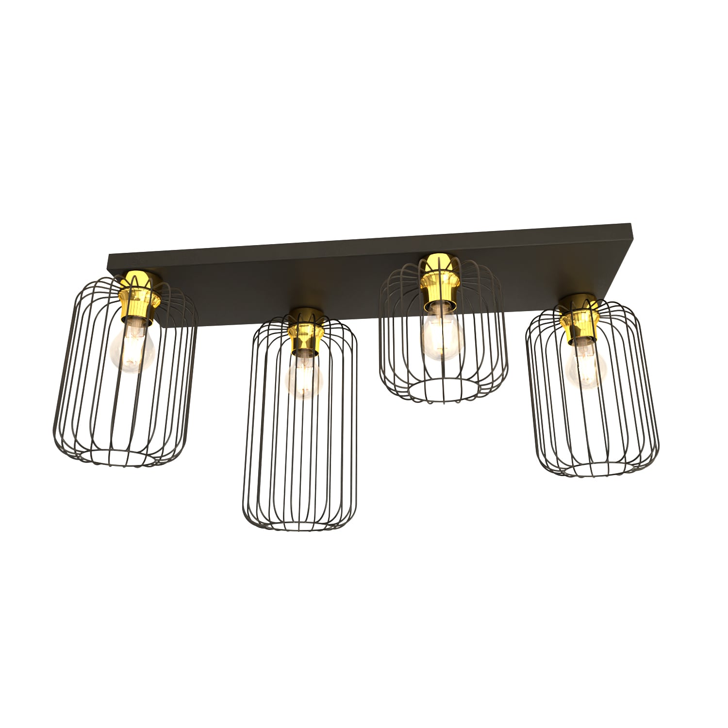 Emibig Barn lampada da soffitto 4x15 W nero-oro 1366/4