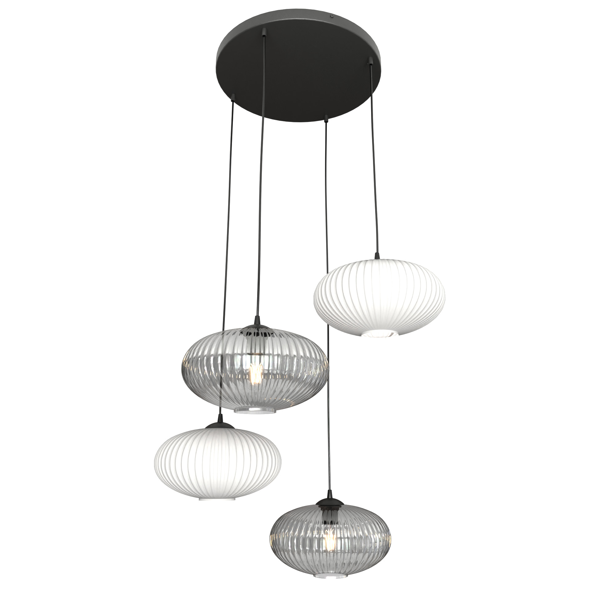 Emibig Coco lampada sospesa 4x15 W bianco-nero 1376/4PREM