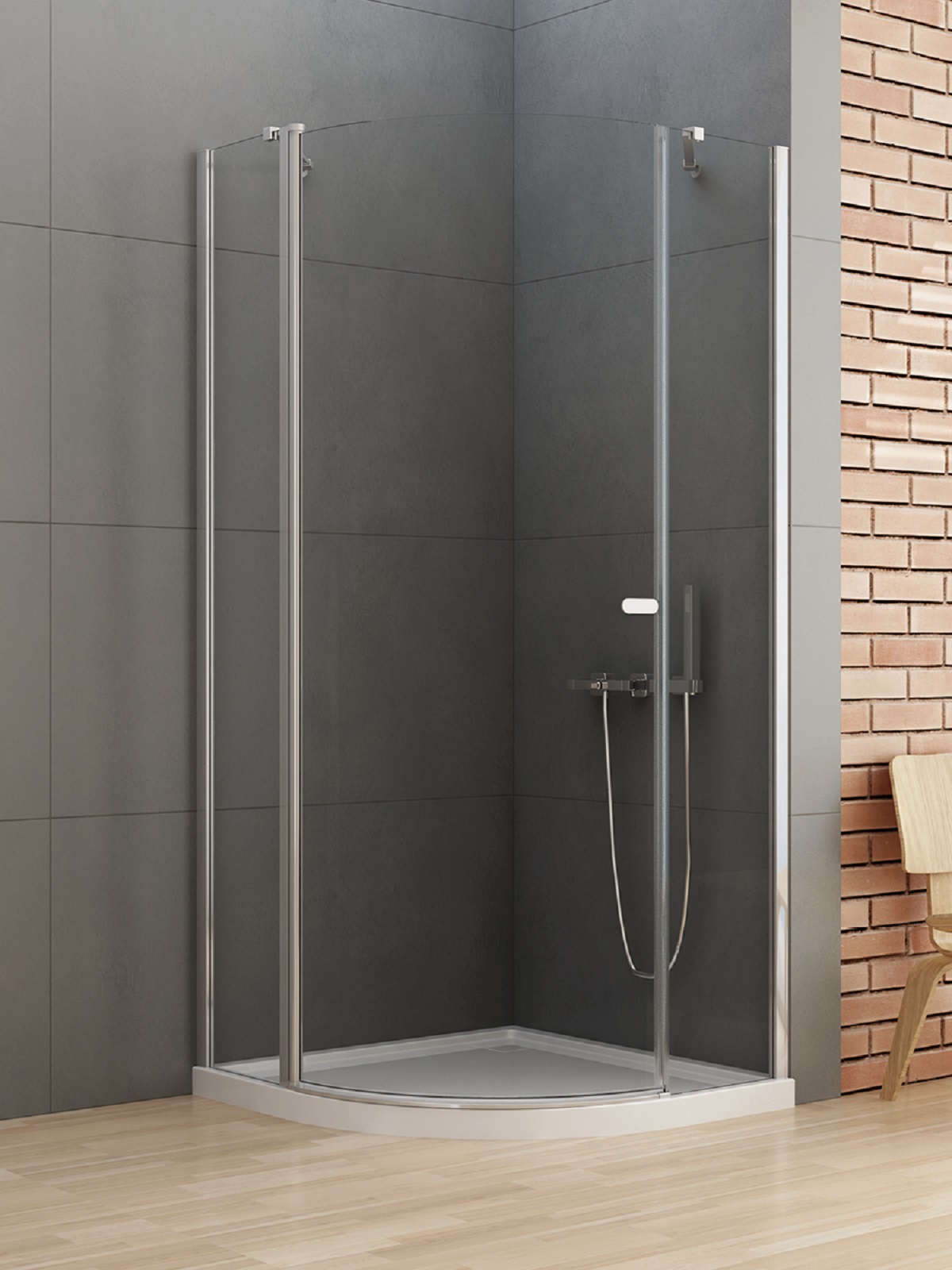 New Trendy New Soleo box doccia 100x100 cm semicircolare cromo lucida/vetro trasparente K-0417