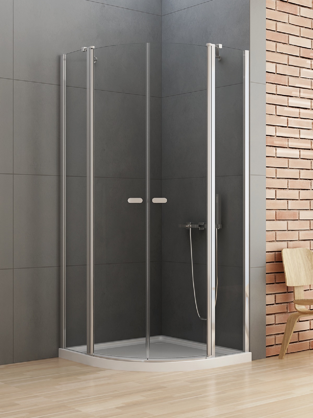 New Trendy New Soleo box doccia 100x100 cm semicircolare cromo lucida/vetro trasparente K-0420