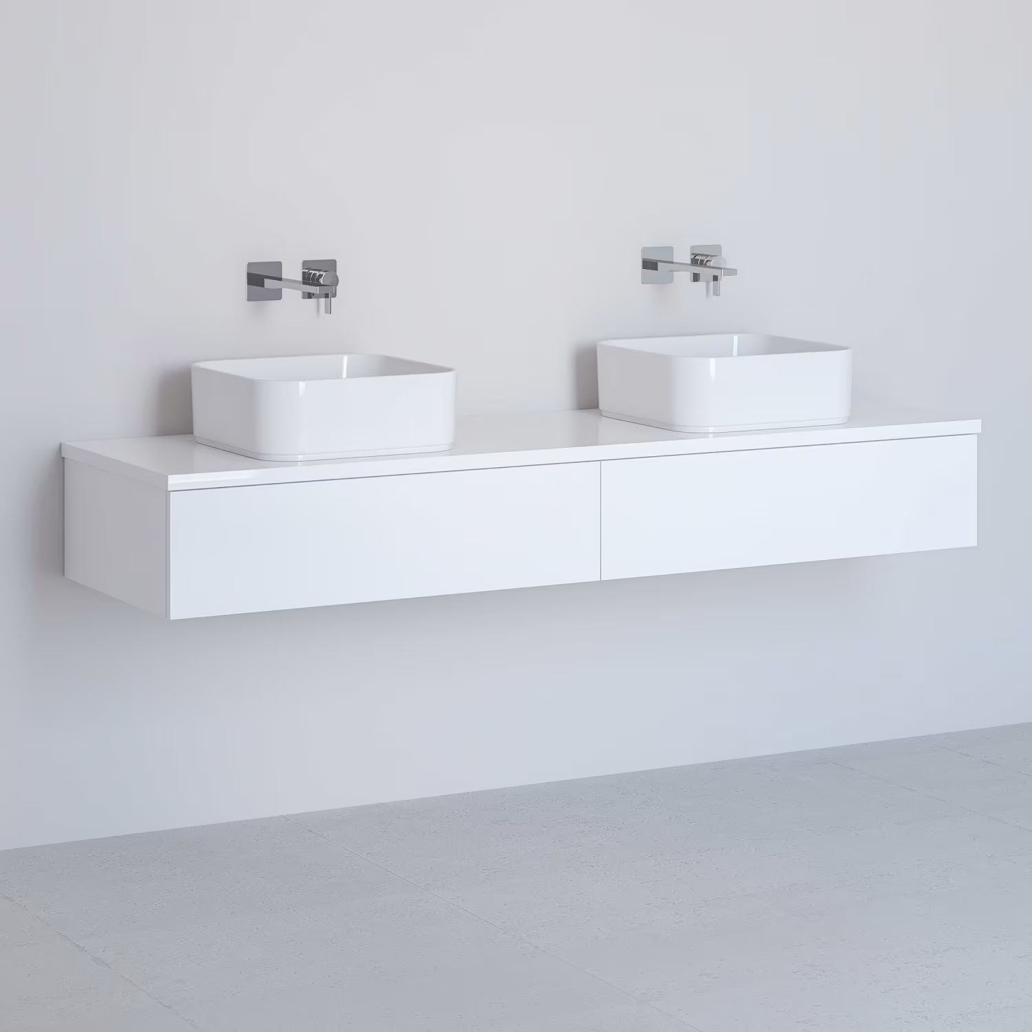 Kronenbach Cube armadietto con piano 161x48.7x23.5 cm sottolavabo sospeso bianco KBWTKOWT1612WH