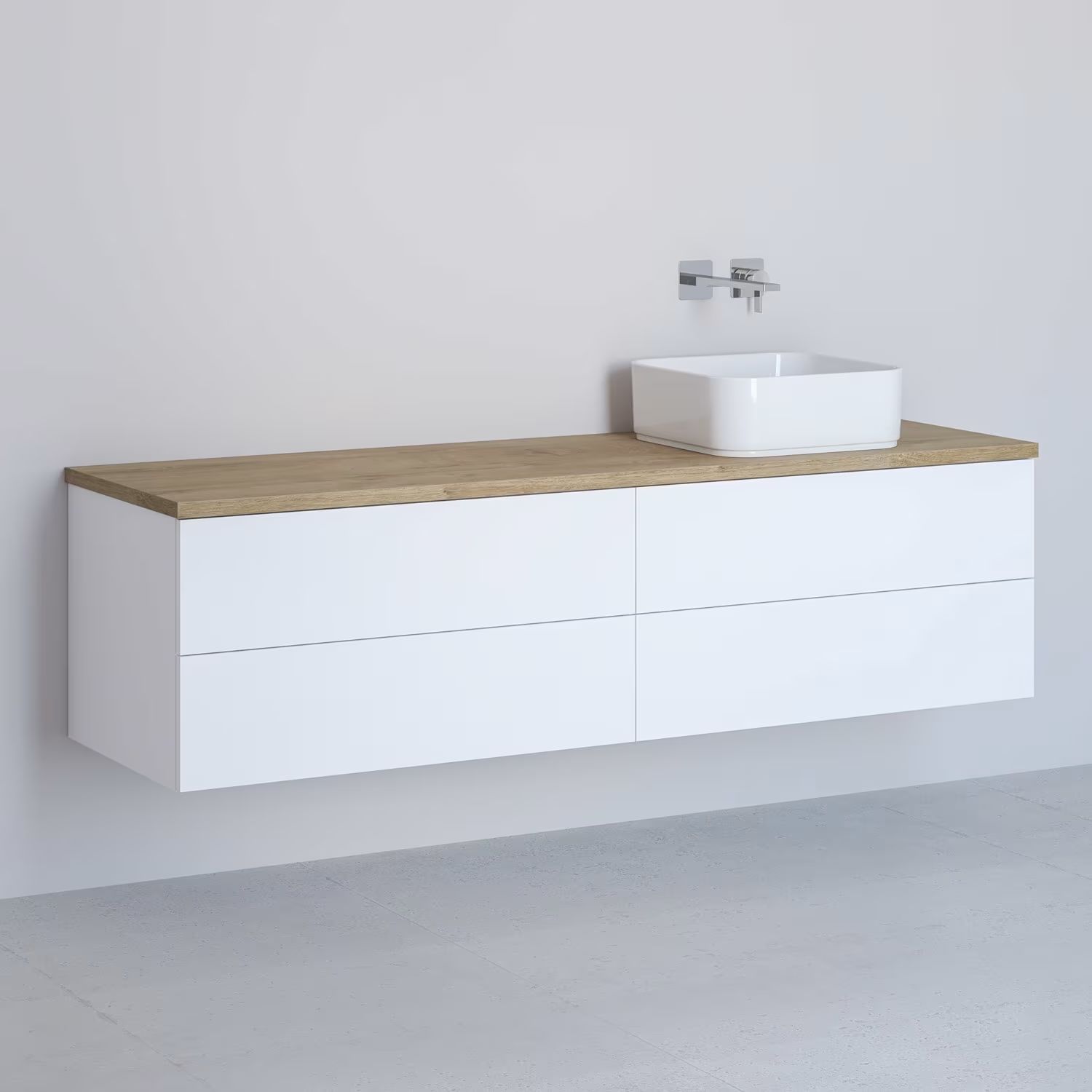 Kronenbach Cube armadietto con piano 161x48.7x44.5 cm sottolavabo sospeso bianco -rovere KBWTKOWTL1614WHGH