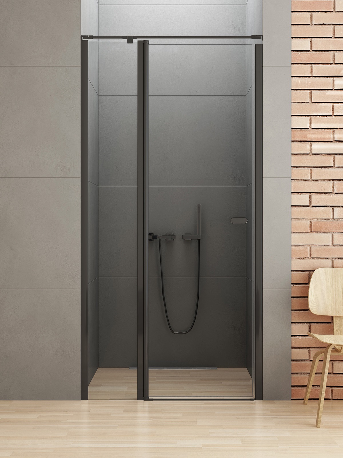 New Trendy New Soleo Black porta doccia 90 cm a battente nero opaca/vetro trasparente D-0241A-WK