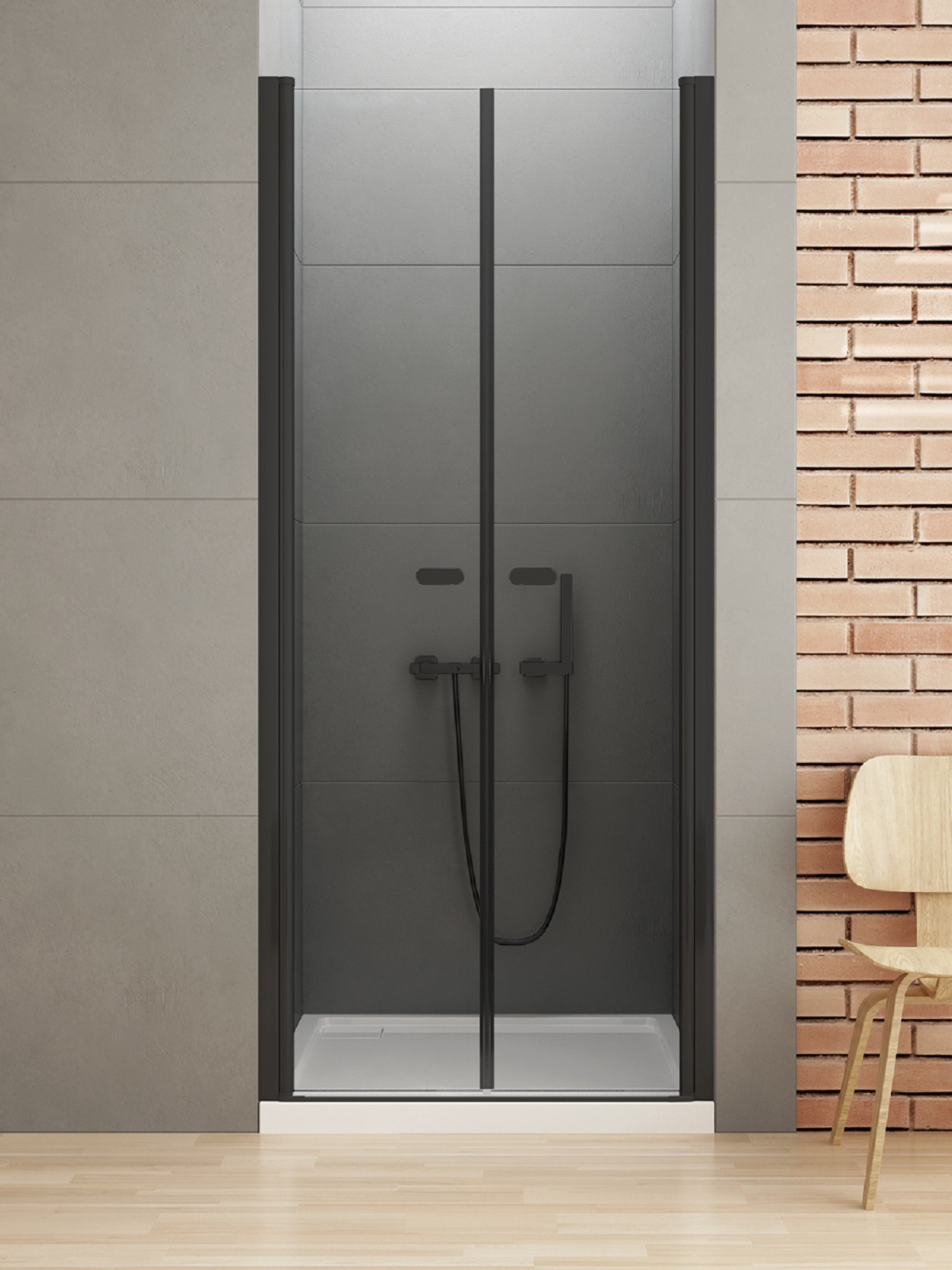 New Trendy New Soleo Black porta doccia 150 cm a battente nero opaca/vetro trasparente D-0249A