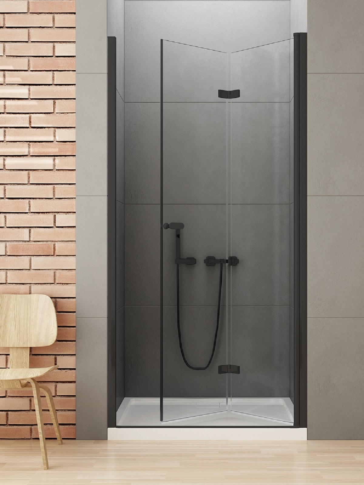 New Trendy New Soleo Black porta doccia 80 cm pieghevole nero opaca/vetro trasparente D-0222A
