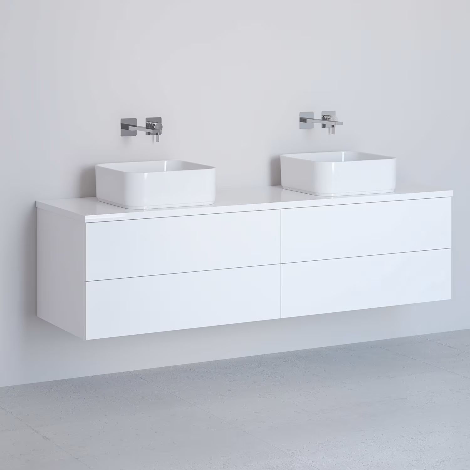 Kronenbach Cube armadietto con piano 161x48.7x44.5 cm sottolavabo sospeso bianco KBWTKOWT1614WH