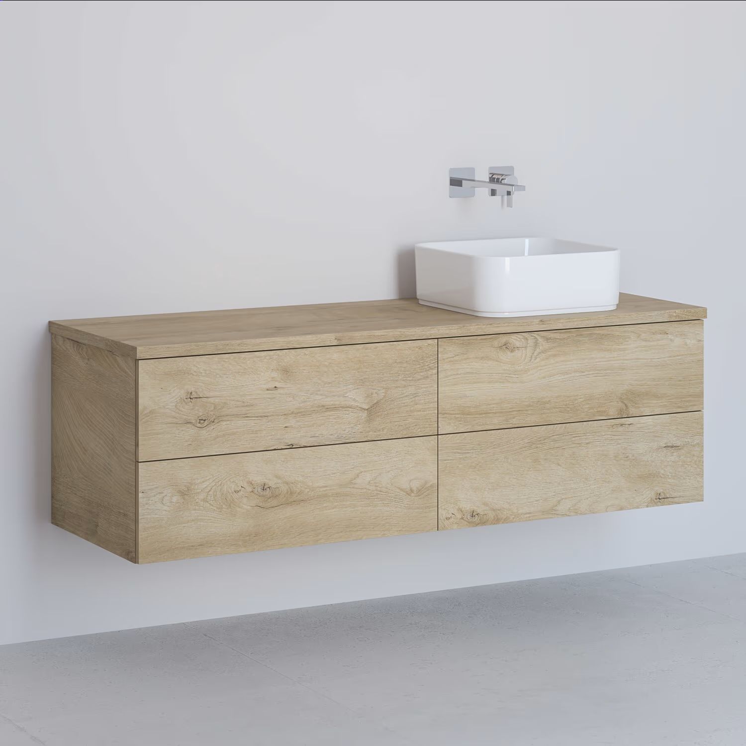 Kronenbach Cube armadietto con piano 141x48.7x44.5 cm sottolavabo sospeso rovere KBWTKOWTL1414GH