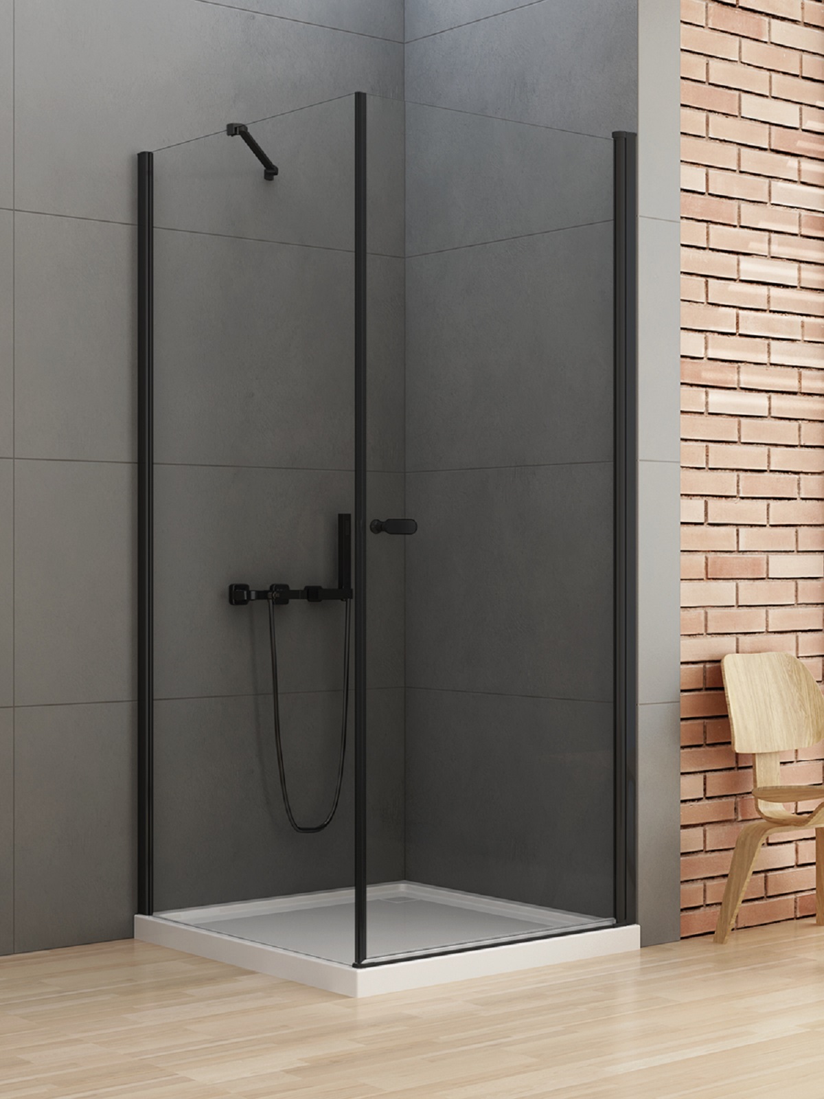 New Trendy New Soleo Black box doccia 90x80 cm rettangolare nero opaca/vetro trasparente D-0231A/D-0114B