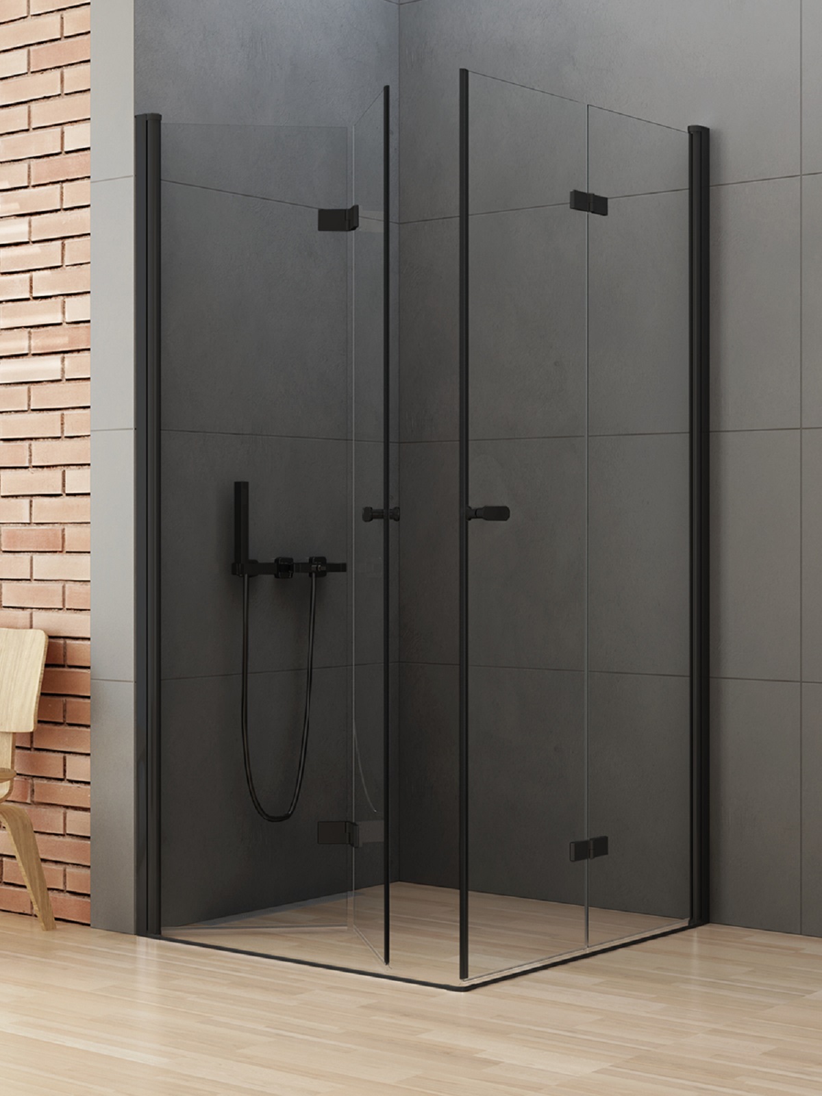 New Trendy New Soleo Black box doccia 100x90 cm rettangolare nero opaca/vetro trasparente D-0236A/D-0239A