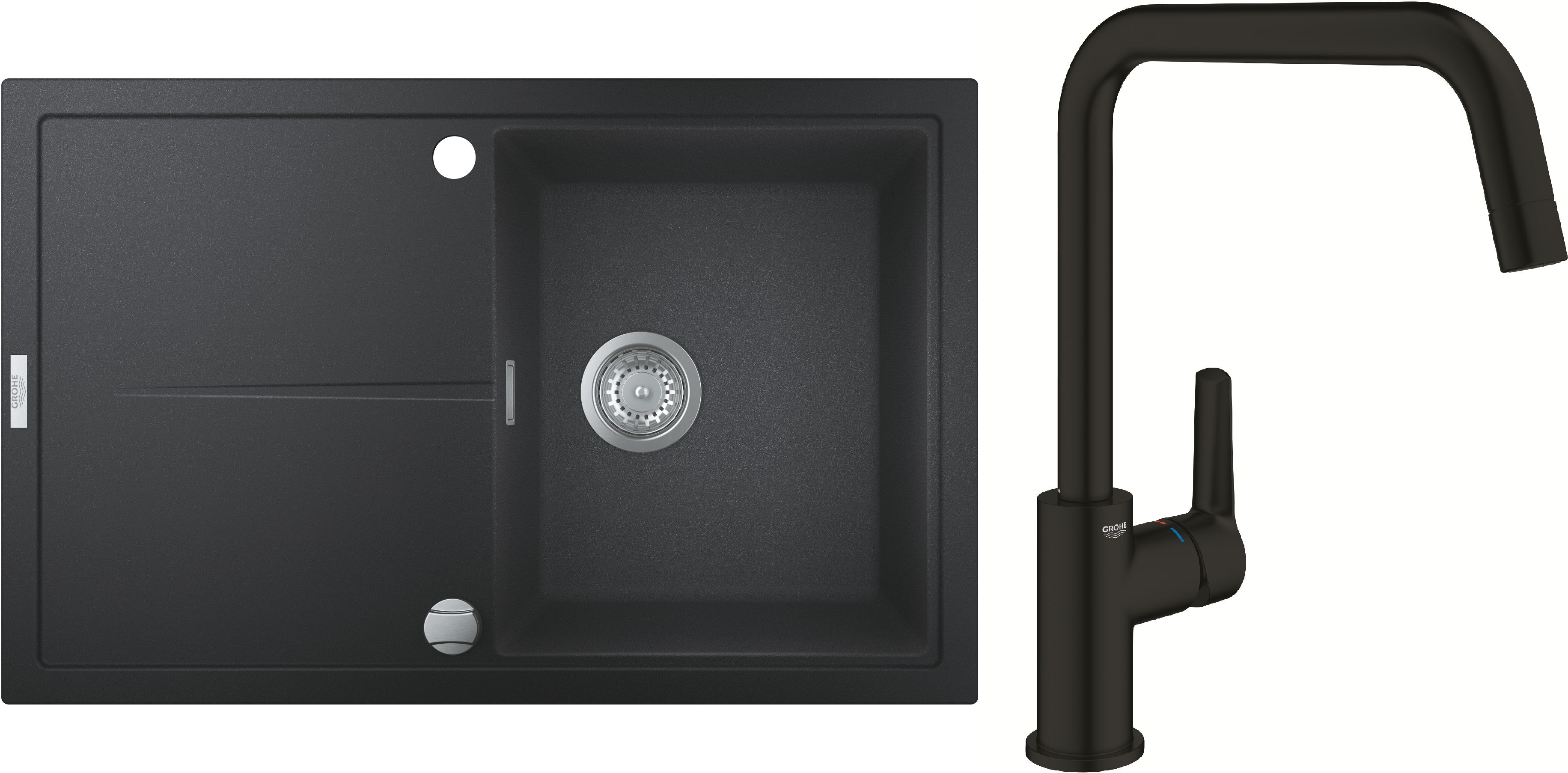 Set lavello in granito Grohe K400 31639AP0, rubinetto da cucina Grohe Start 304702430