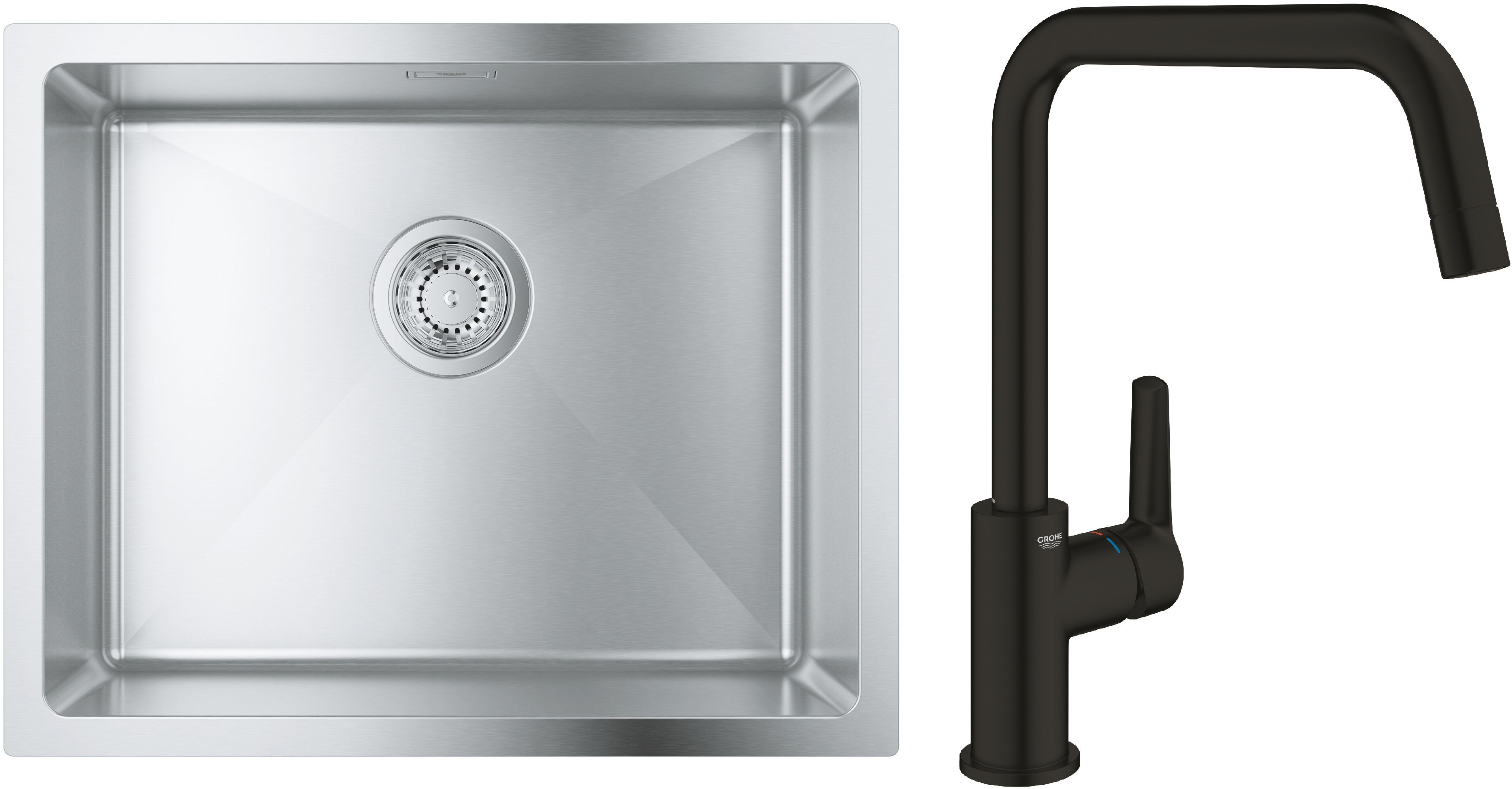 Set lavello in acciaio Grohe K700 31574SD1, rubinetto da cucina Grohe Start 304702430