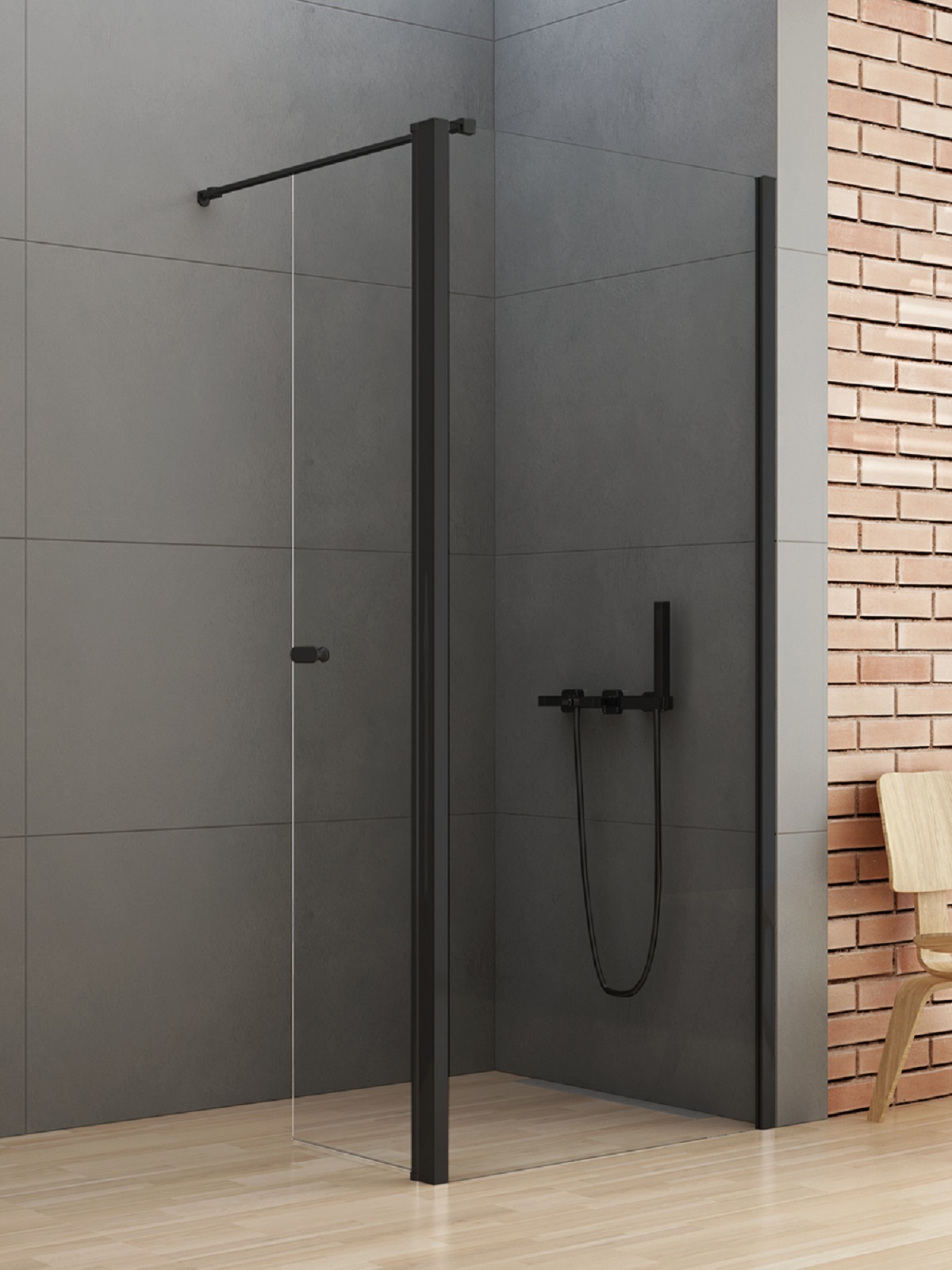 New Trendy New Soleo Black parete doccia walk-in 100 cm nero opaca/vetro trasparente K-0784