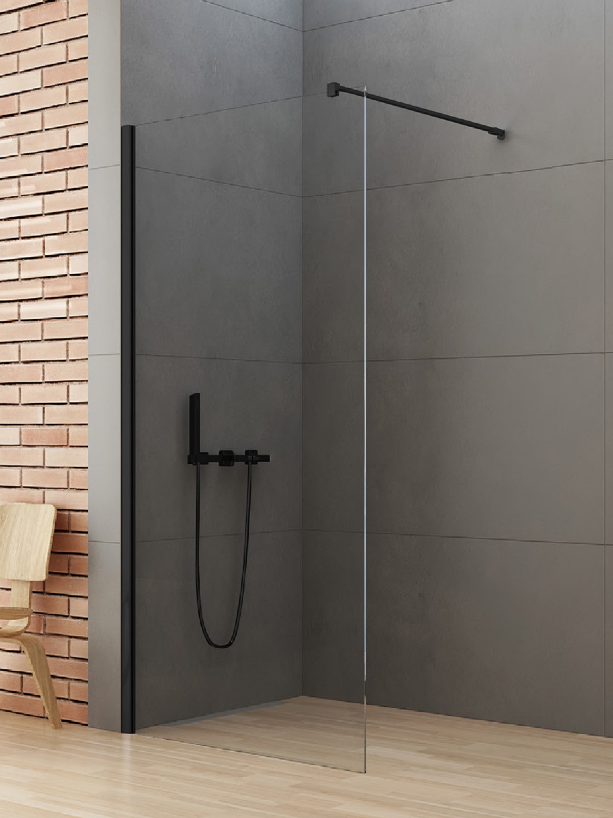 New Trendy New Soleo Black parete doccia walk-in 70 cm nero opaca/vetro trasparente K-0767-WP