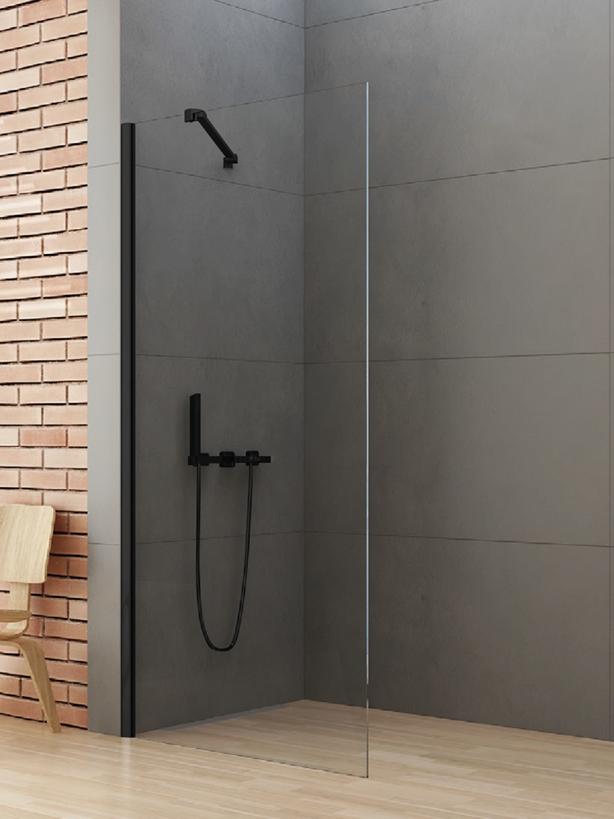 New Trendy New Soleo Black parete doccia walk-in 50 cm nero opaca/vetro trasparente K-0765