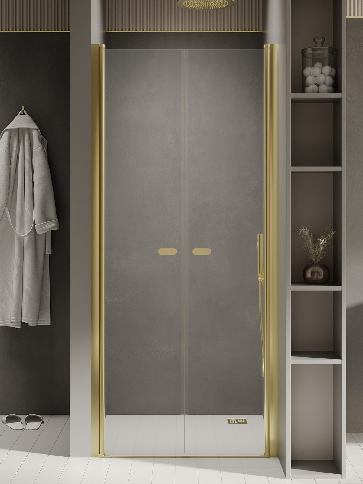 New Trendy New Soleo Light Gold porta doccia 70 cm a battente oro lucida/vetro trasparente D-0454A