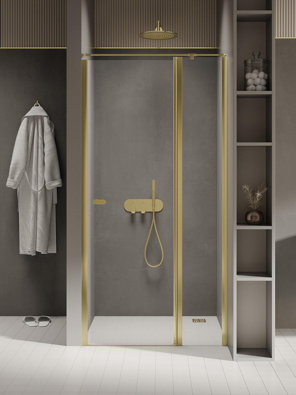 New Trendy New Soleo Light Gold porta doccia 100 cm a battente oro lucida/vetro trasparente D-0483A-WK