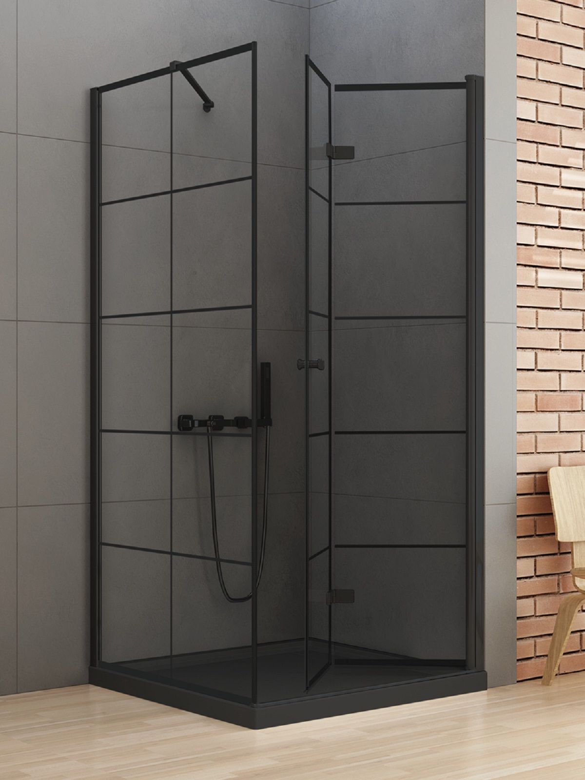 New Trendy New Soleo Black box doccia 90x80 cm rettangolare nero opaca/vetro trasparente D-0288A/D-0121B