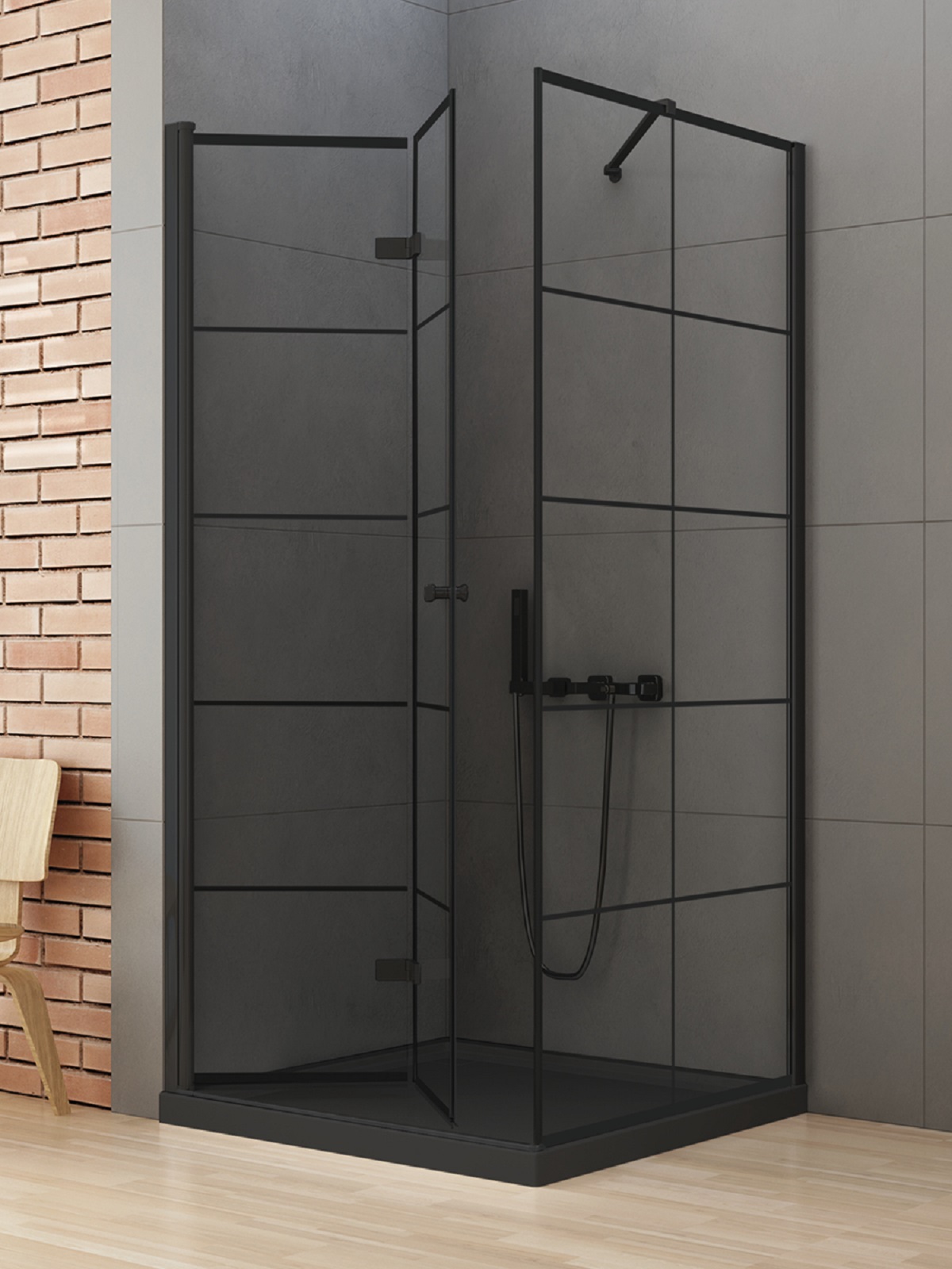 New Trendy New Soleo Black box doccia 90x80 cm rettangolare nero opaca/vetro trasparente D-0287A/D-0120B