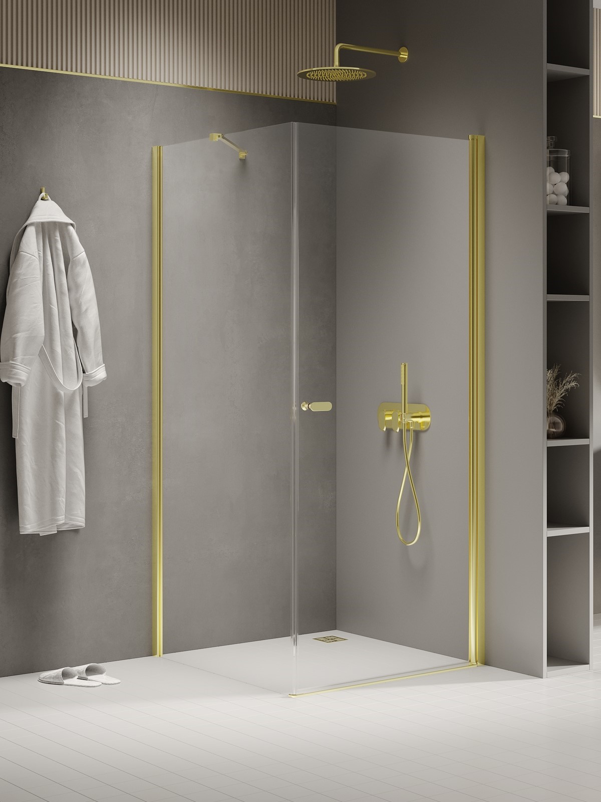 New Trendy New Soleo Light Gold box doccia 80x70 cm rettangolare oro lucida/vetro trasparente K-1833