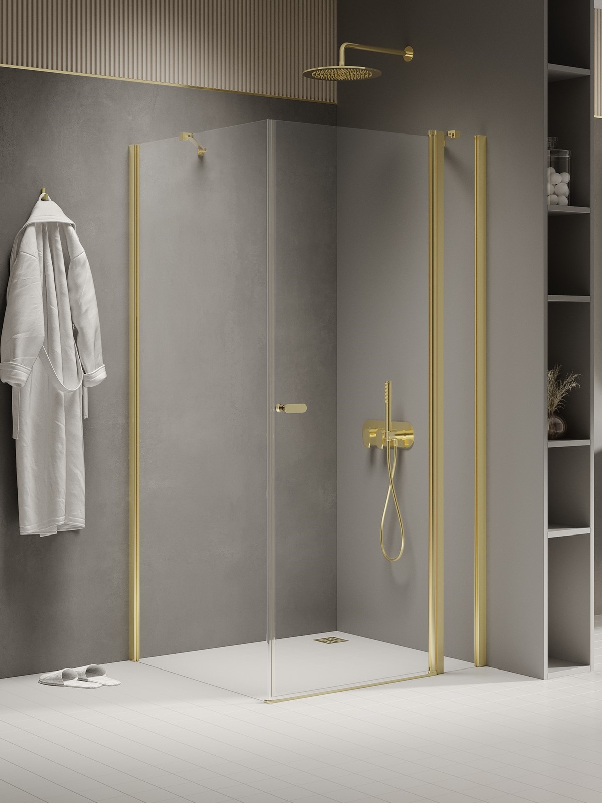 New Trendy New Soleo Light Gold box doccia 100x70 cm rettangolare oro lucida/vetro trasparente K-1857
