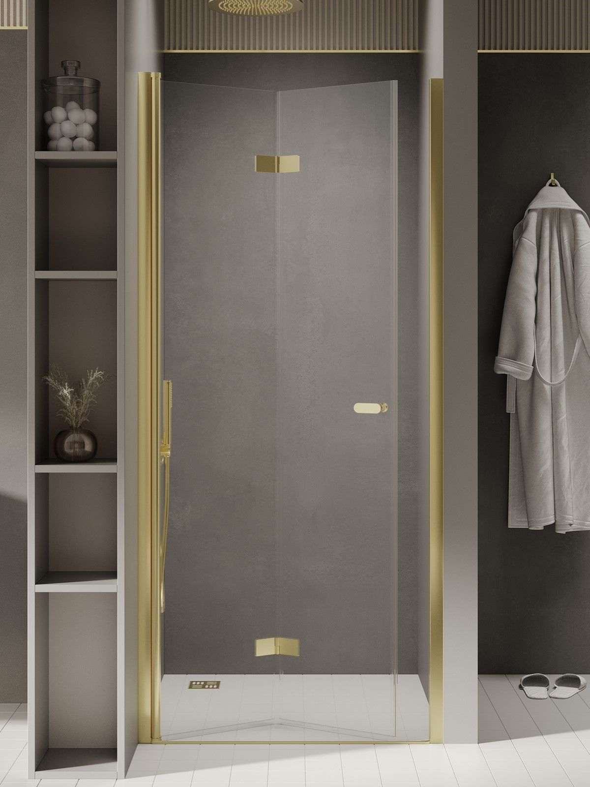 New Trendy New Soleo Light Gold porta doccia 90 cm pieghevole oro lucida/vetro trasparente D-0464A