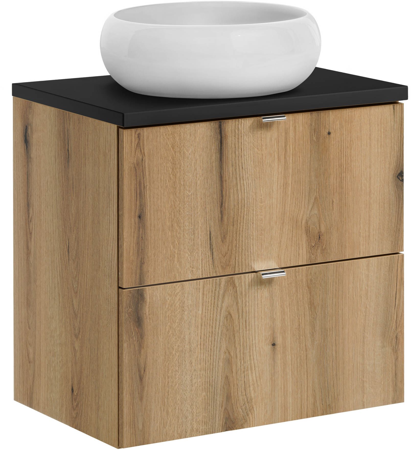 Set armadietto Comad Nova Oak NOVA OAK A 82-60-2S, lavabo Comad Wiki UN-WIKI-SW, NOVA BLACK B 89-60