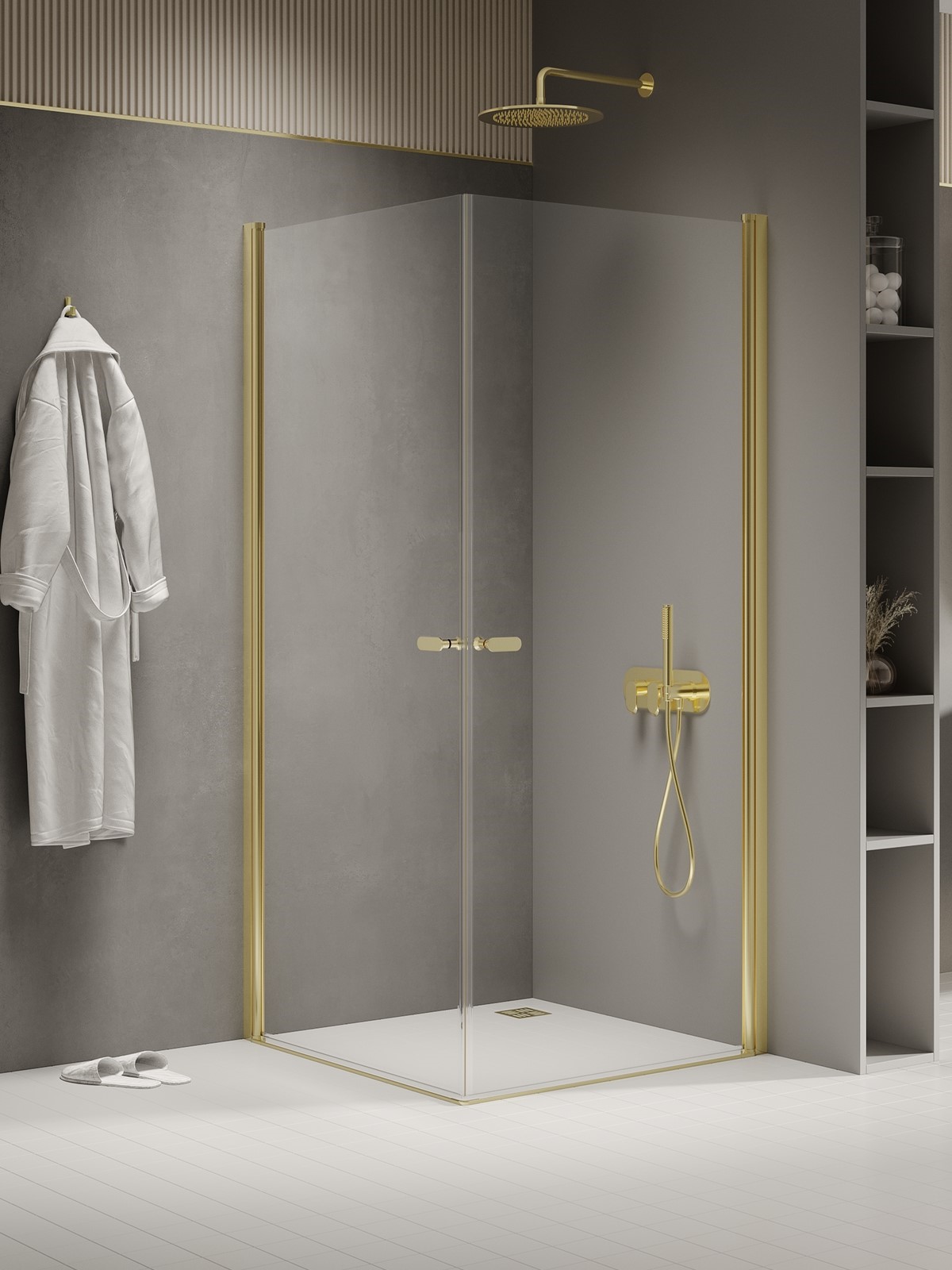 New Trendy New Soleo Light Gold box doccia 100x90 cm rettangolare oro lucida/vetro trasparente K-1883