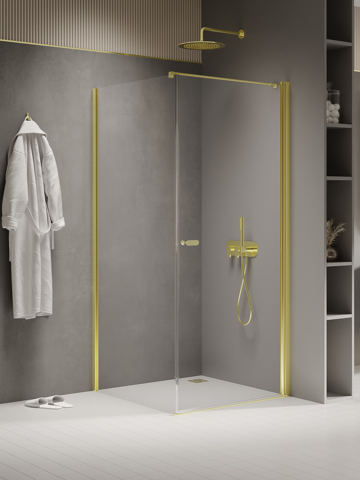New Trendy New Soleo Light Gold box doccia 90x70 cm rettangolare oro lucida/vetro trasparente K-1839-WP