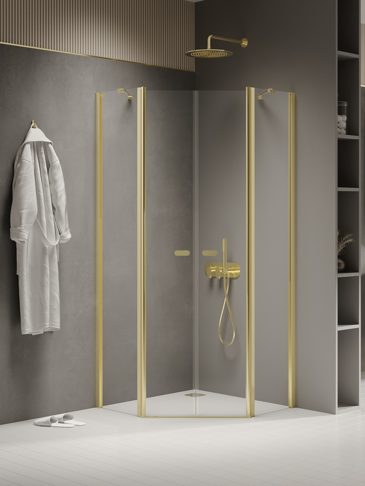 New Trendy New Soleo Light Gold box doccia 90x90 cm oro lucida/vetro trasparente K-1668