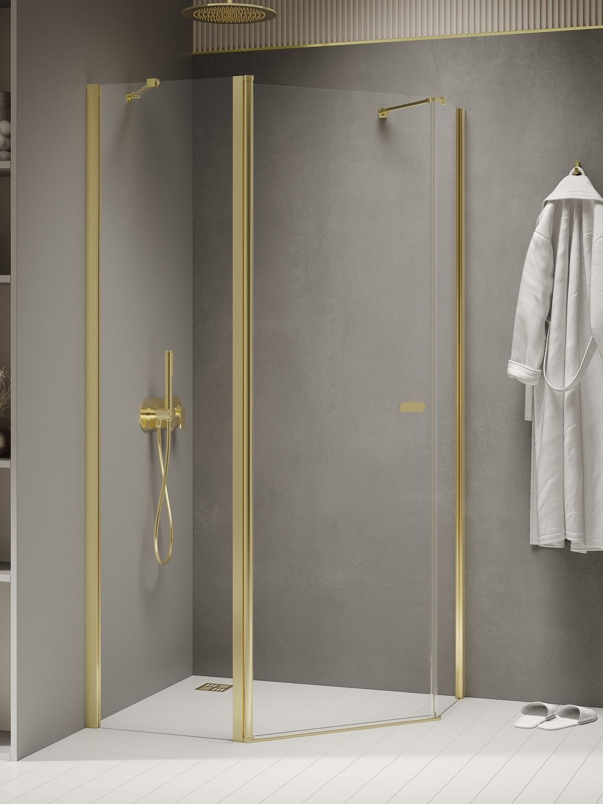 New Trendy New Soleo Light Gold box doccia 100x80 cm oro lucida/vetro trasparente K-1666
