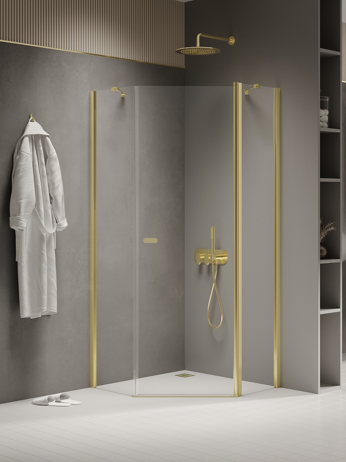New Trendy New Soleo Light Gold box doccia 90x90 cm oro lucida/vetro trasparente K-1664