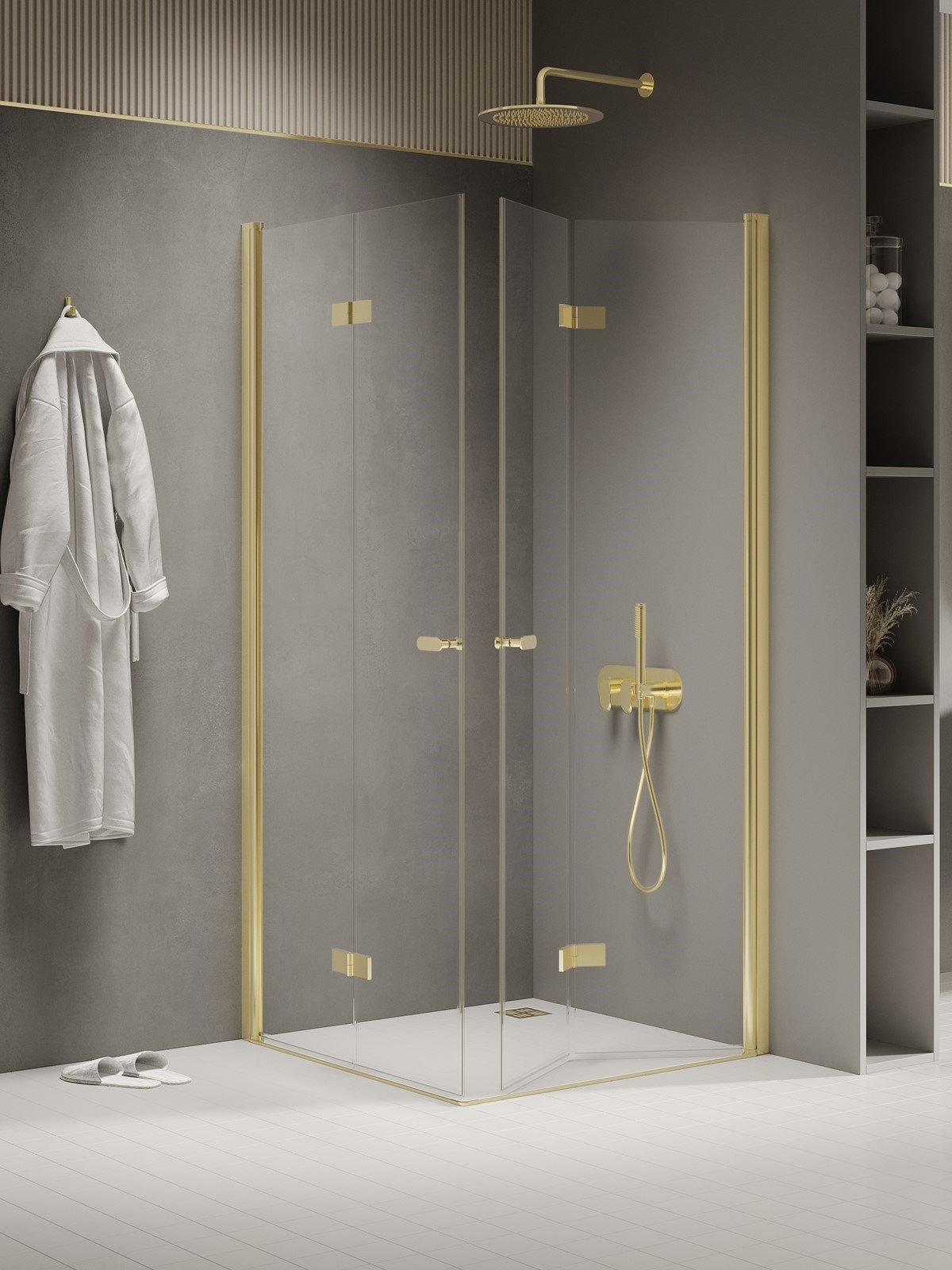 New Trendy New Soleo Light Gold box doccia 90x70 cm rettangolare oro lucida/vetro trasparente K-1951