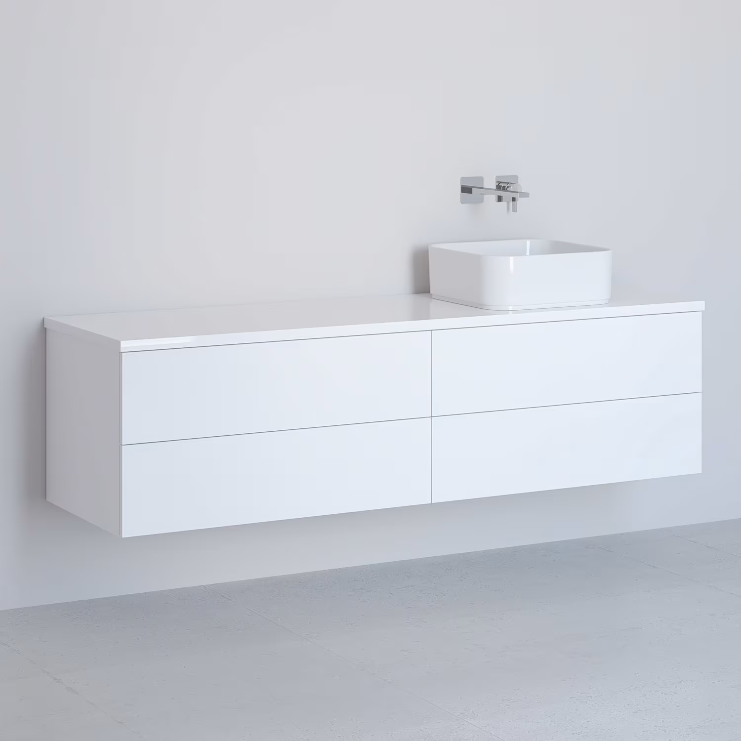 Kronenbach Cube armadietto con piano 161x48.7x44.5 cm sottolavabo sospeso bianco KBWTKOWTL1614WH