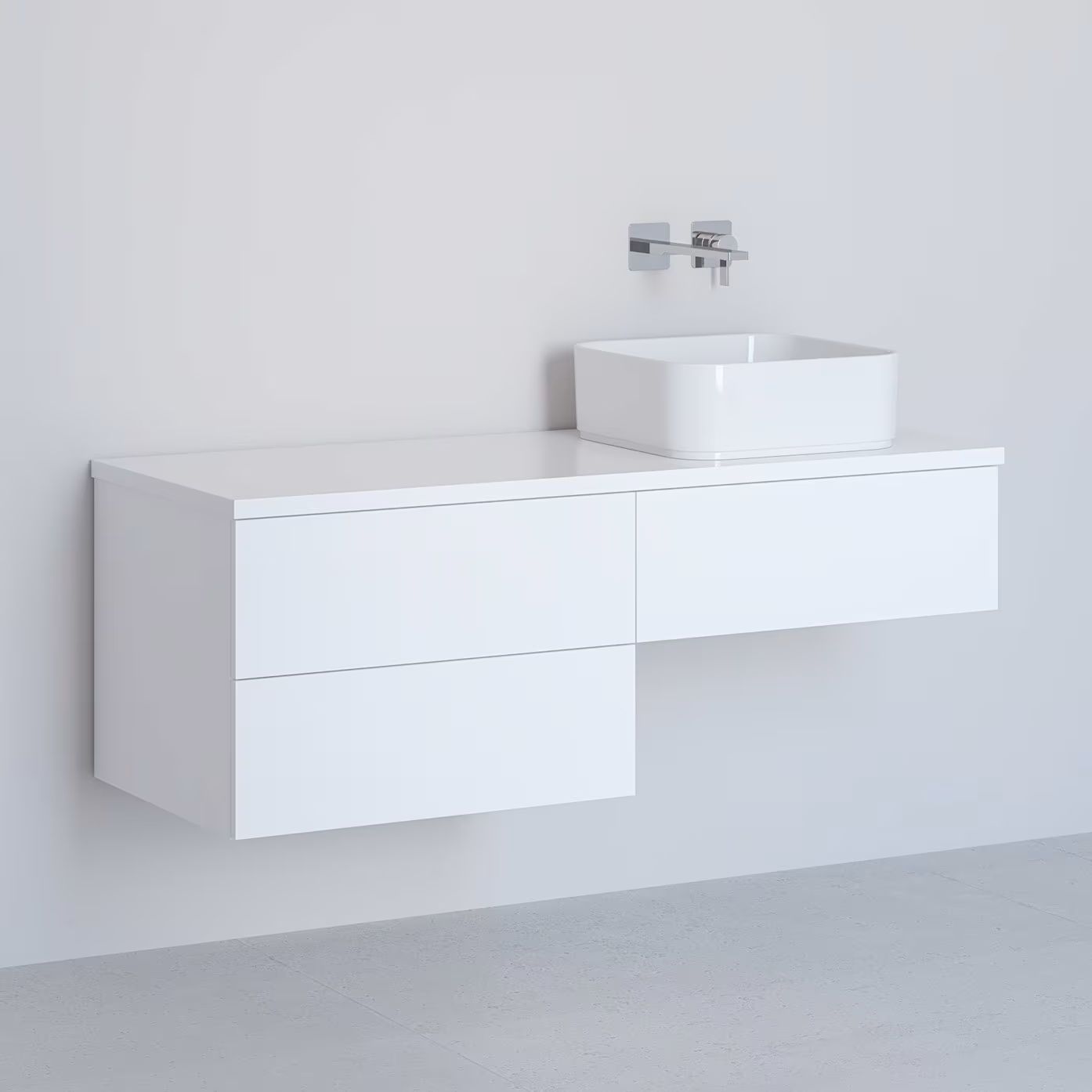 Kronenbach Cube armadietto con piano 121x48.7x44.5 cm sottolavabo sospeso bianco KBWTKOWTL1213WH