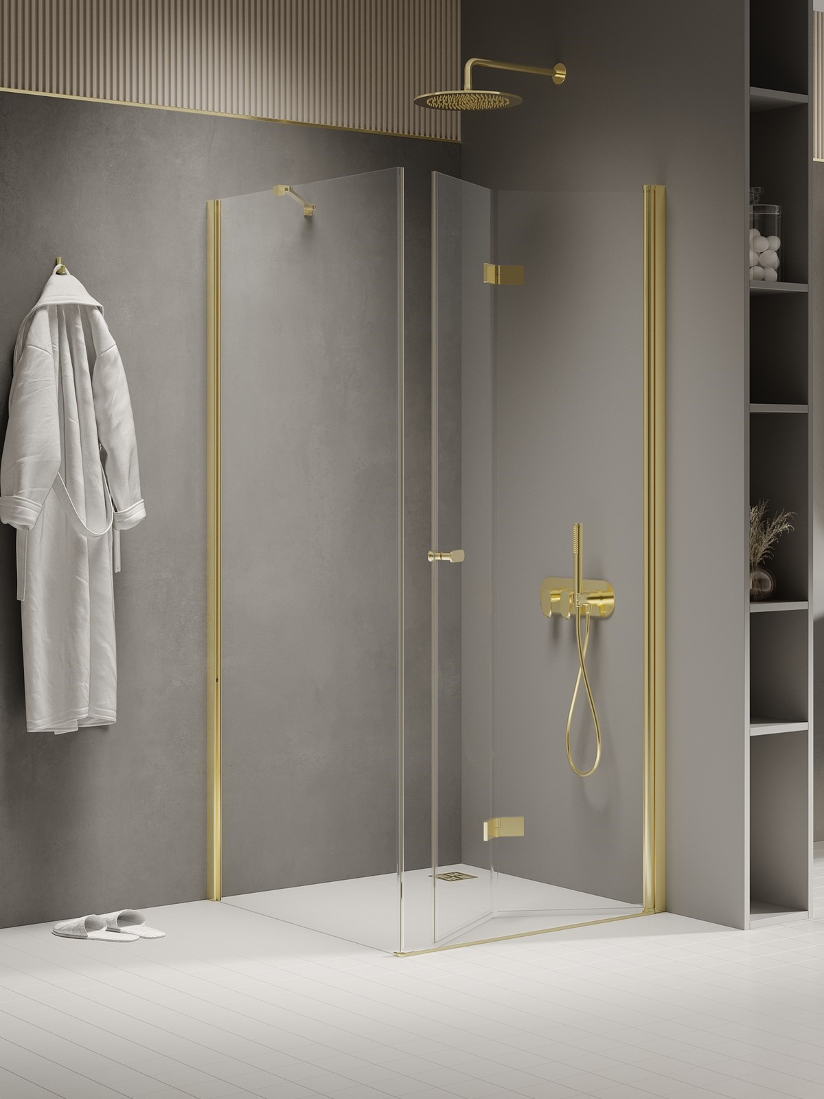 New Trendy New Soleo Light Gold box doccia 90x80 cm rettangolare oro lucida/vetro trasparente K-1932