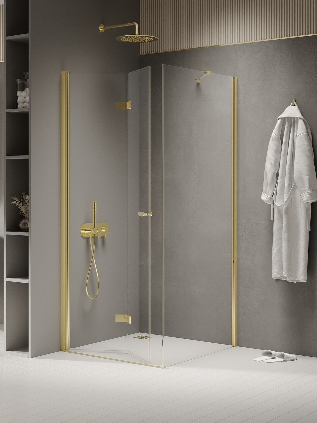 New Trendy New Soleo Light Gold box doccia 70x70 cm quadrato oro lucida/vetro trasparente K-1895