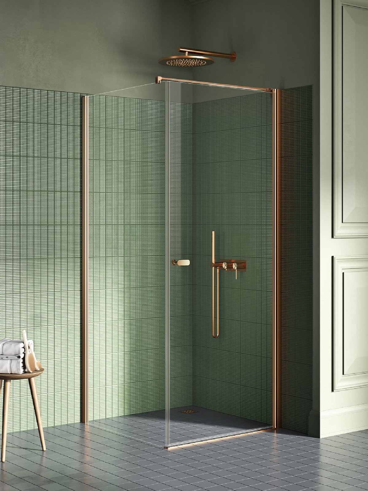 New Trendy New Soleo Copper Brushed box doccia 110x70 cm rettangolare rame spazzolata/vetro trasparente K-2285-WP
