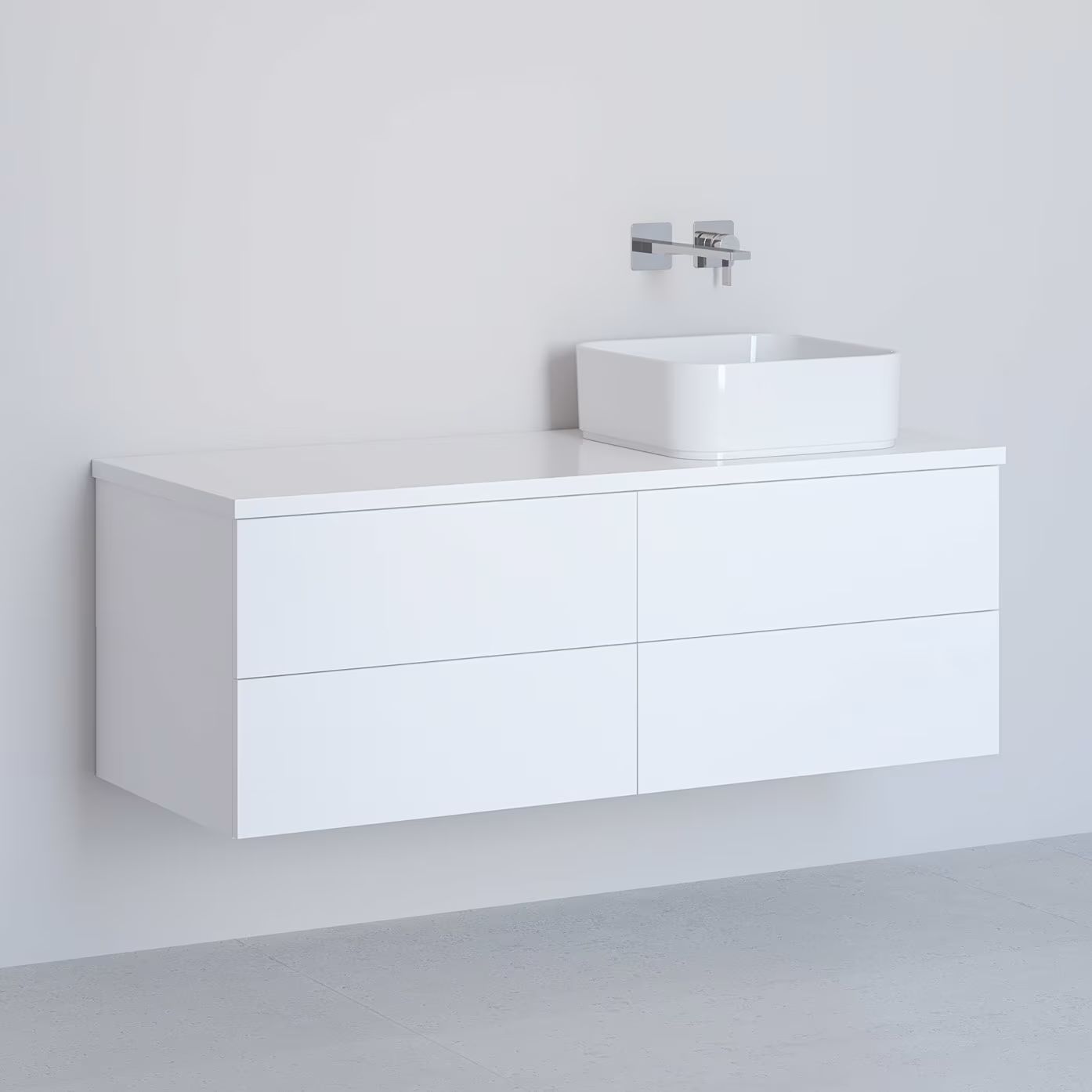 Kronenbach Cube armadietto con piano 121x48.7x44.5 cm sottolavabo sospeso bianco KBWTKOWTL1214WH