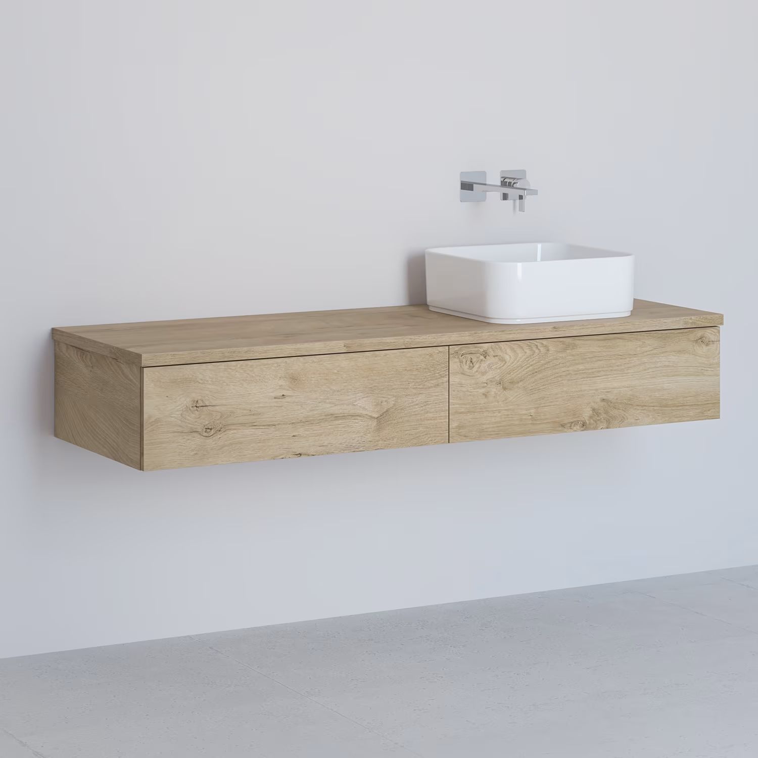 Kronenbach Cube armadietto con piano 141x48.7x23.5 cm sottolavabo sospeso rovere KBWTKOWTL1412GH