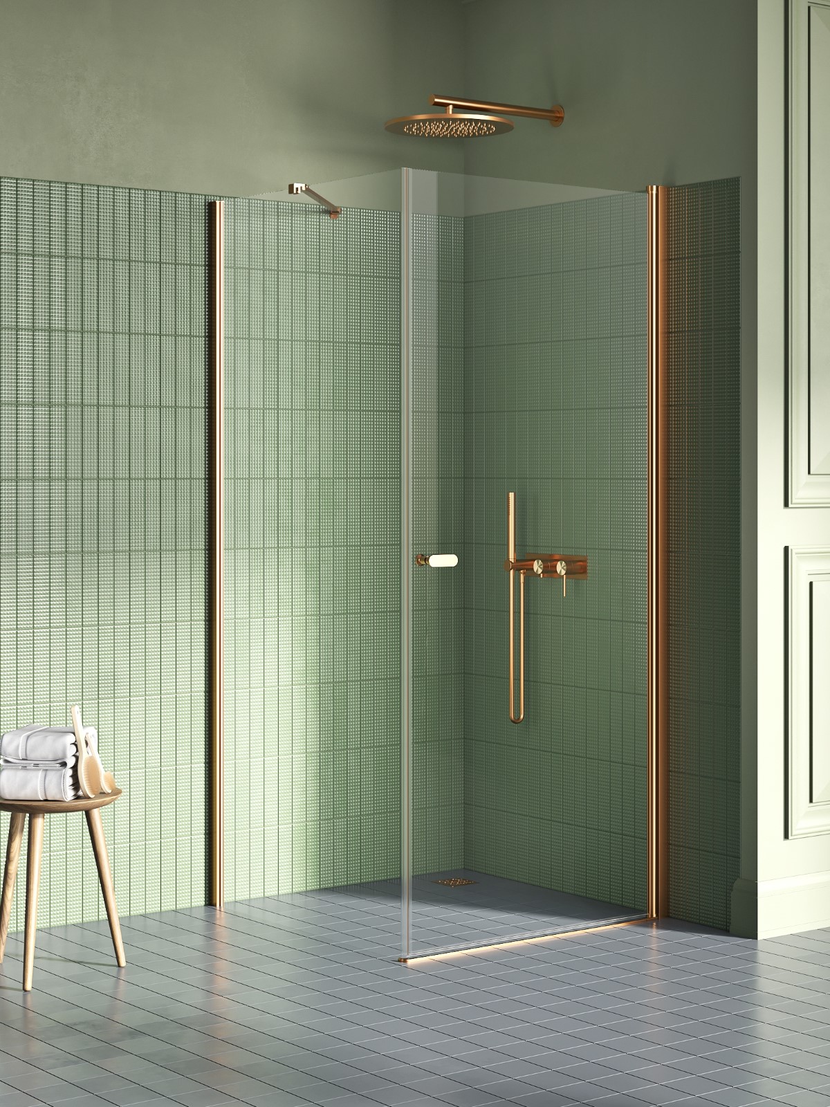 New Trendy New Soleo Copper Brushed box doccia 90x80 cm rettangolare rame spazzolata/vetro trasparente K-2289