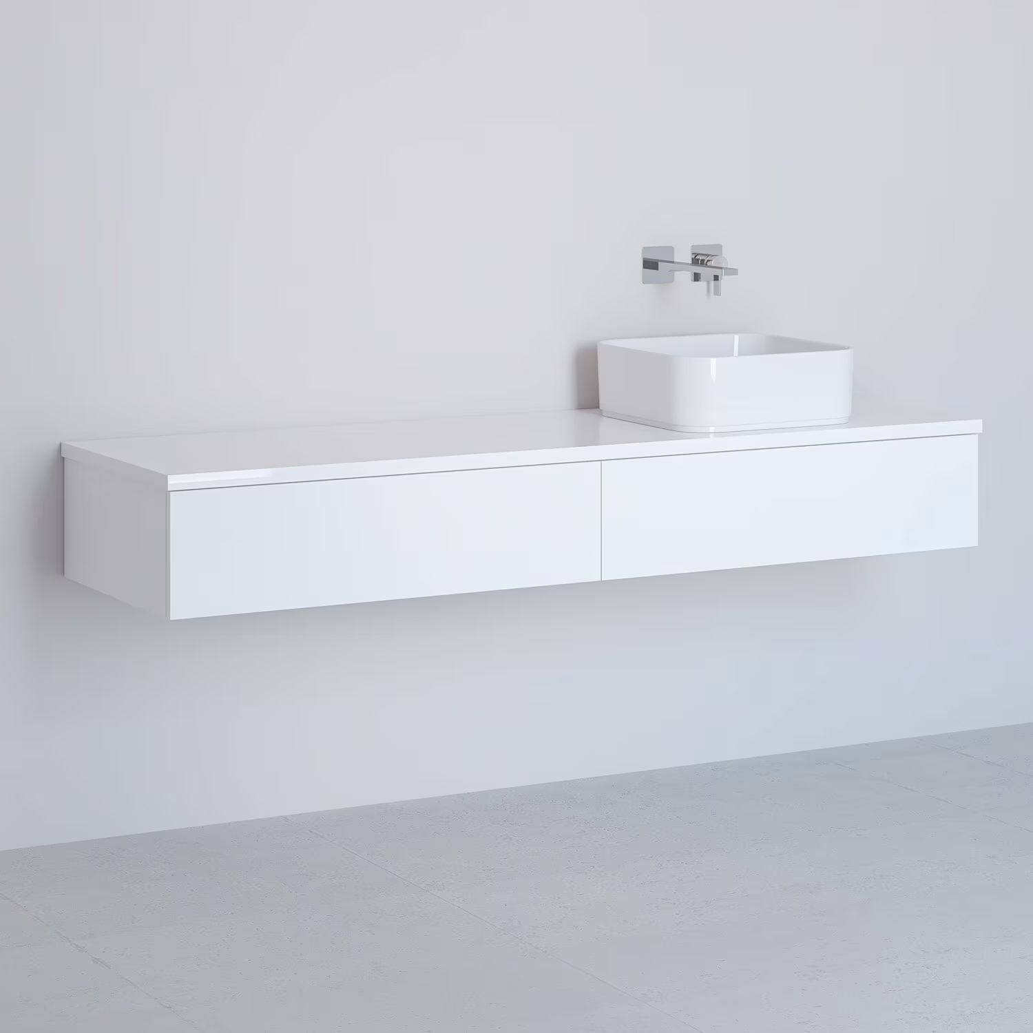 Kronenbach Cube armadietto con piano 161x48.7x23.5 cm sottolavabo sospeso bianco KBWTKOWTL1612WH