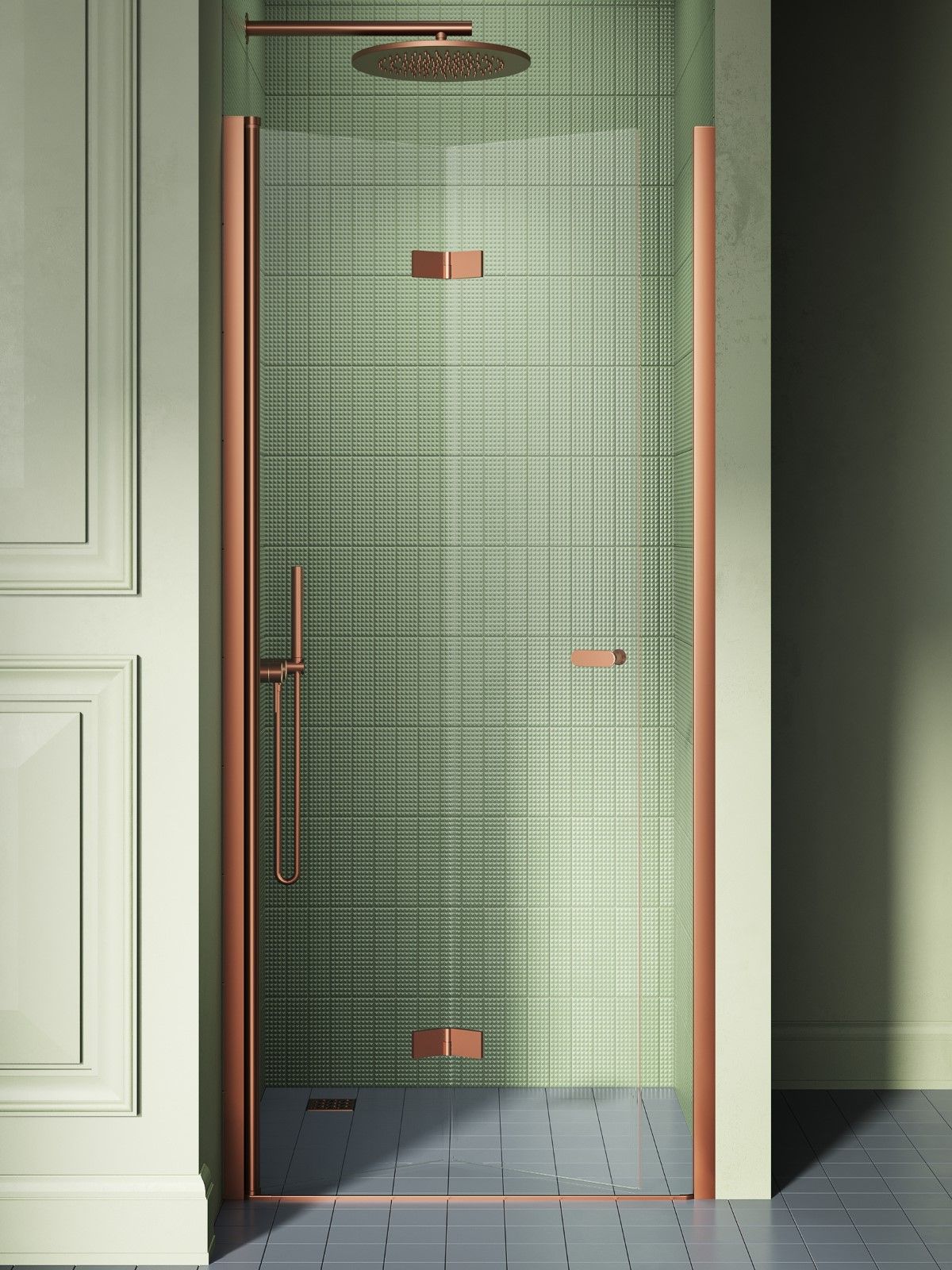New Trendy New Soleo Copper Brushed porta doccia 100 cm pieghevole rame spazzolata/vetro trasparente D-0505A
