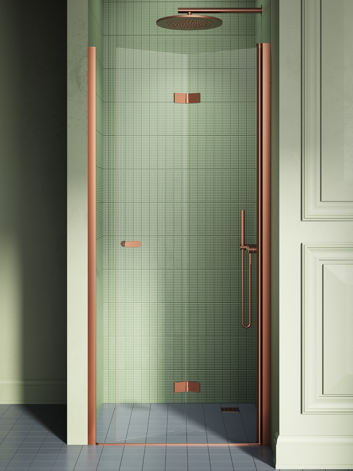 New Trendy New Soleo Copper Brushed porta doccia 80 cm pieghevole rame spazzolata/vetro trasparente D-0502A