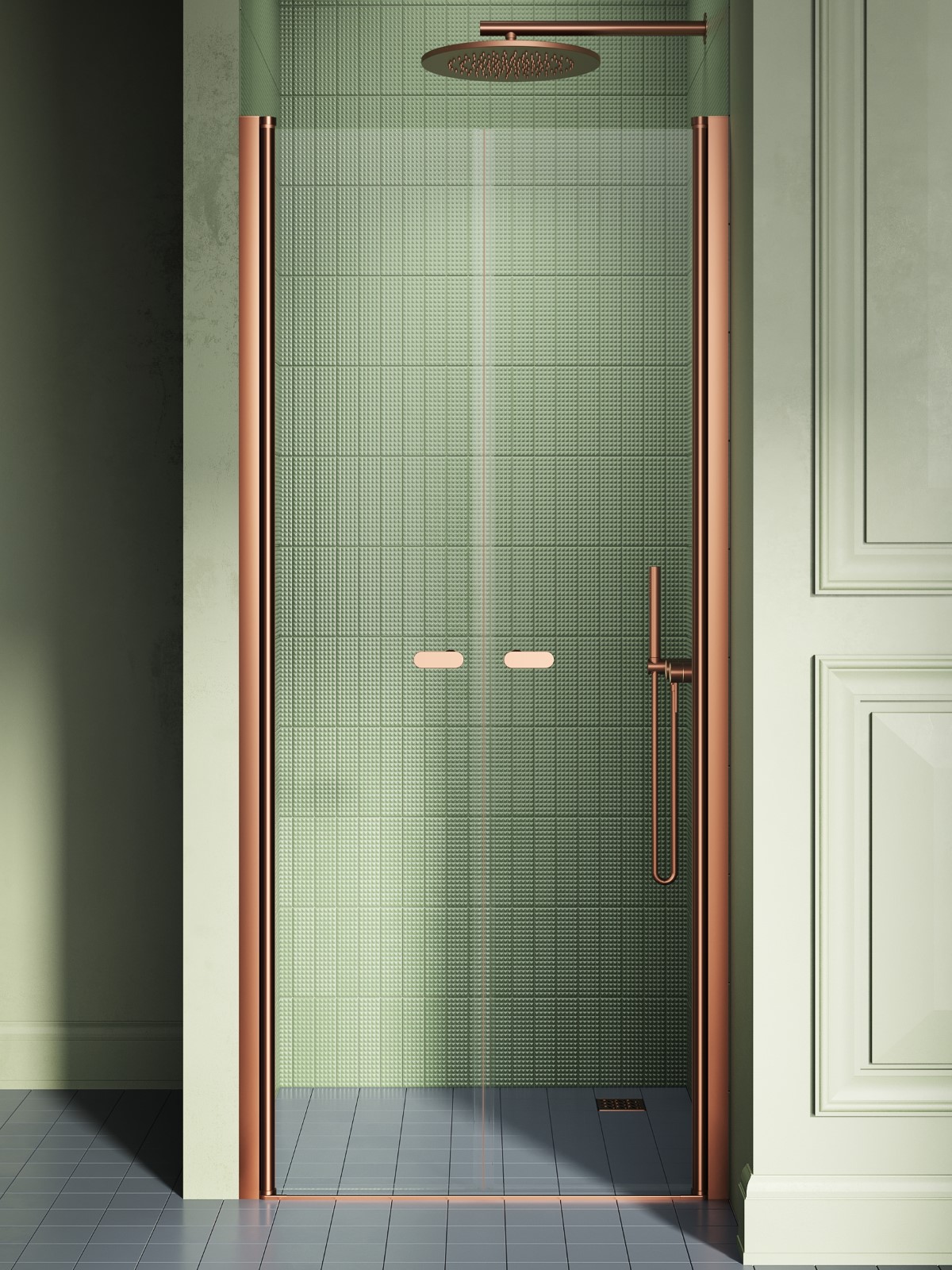 New Trendy New Soleo Copper Brushed porta doccia 130 cm a battente rame spazzolata/vetro trasparente D-0548A