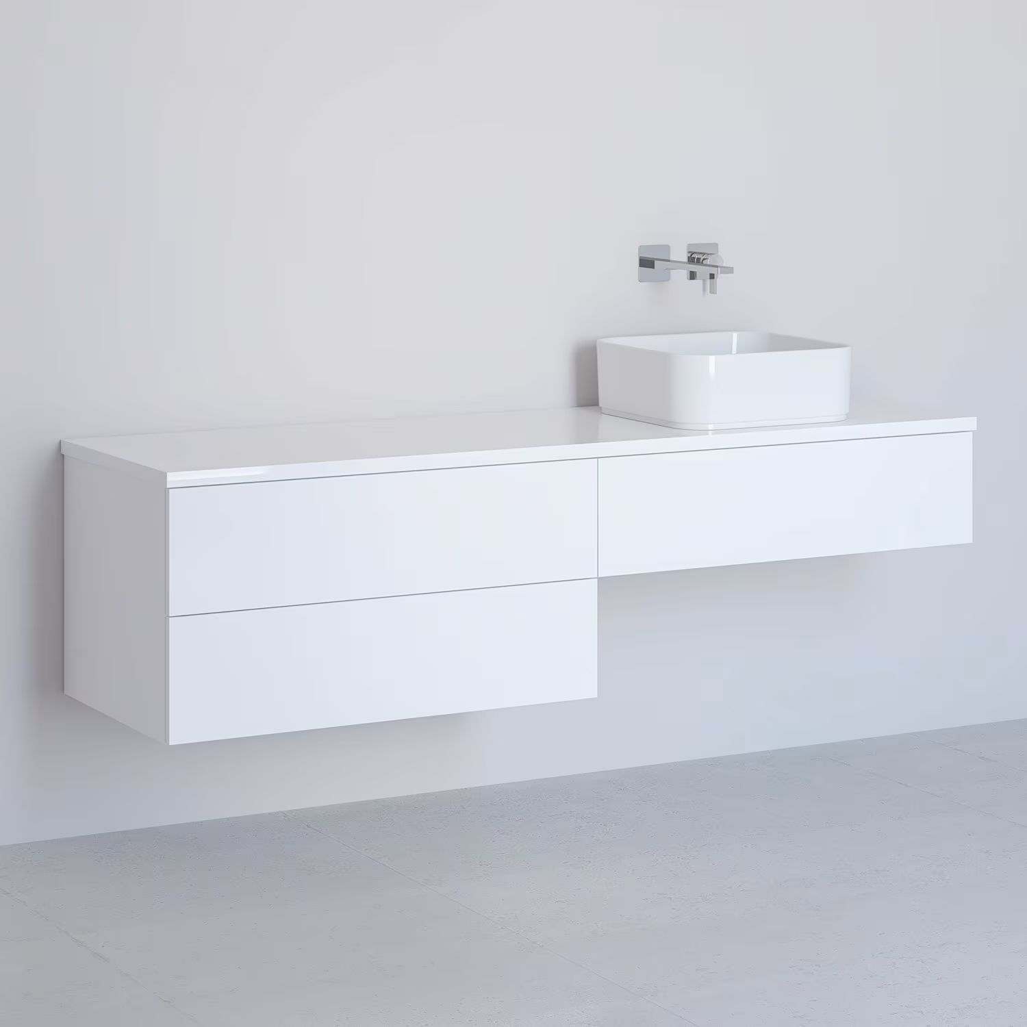Kronenbach Cube armadietto con piano 161x48.7x44.5 cm sottolavabo sospeso bianco KBWTKOWTL1613WH